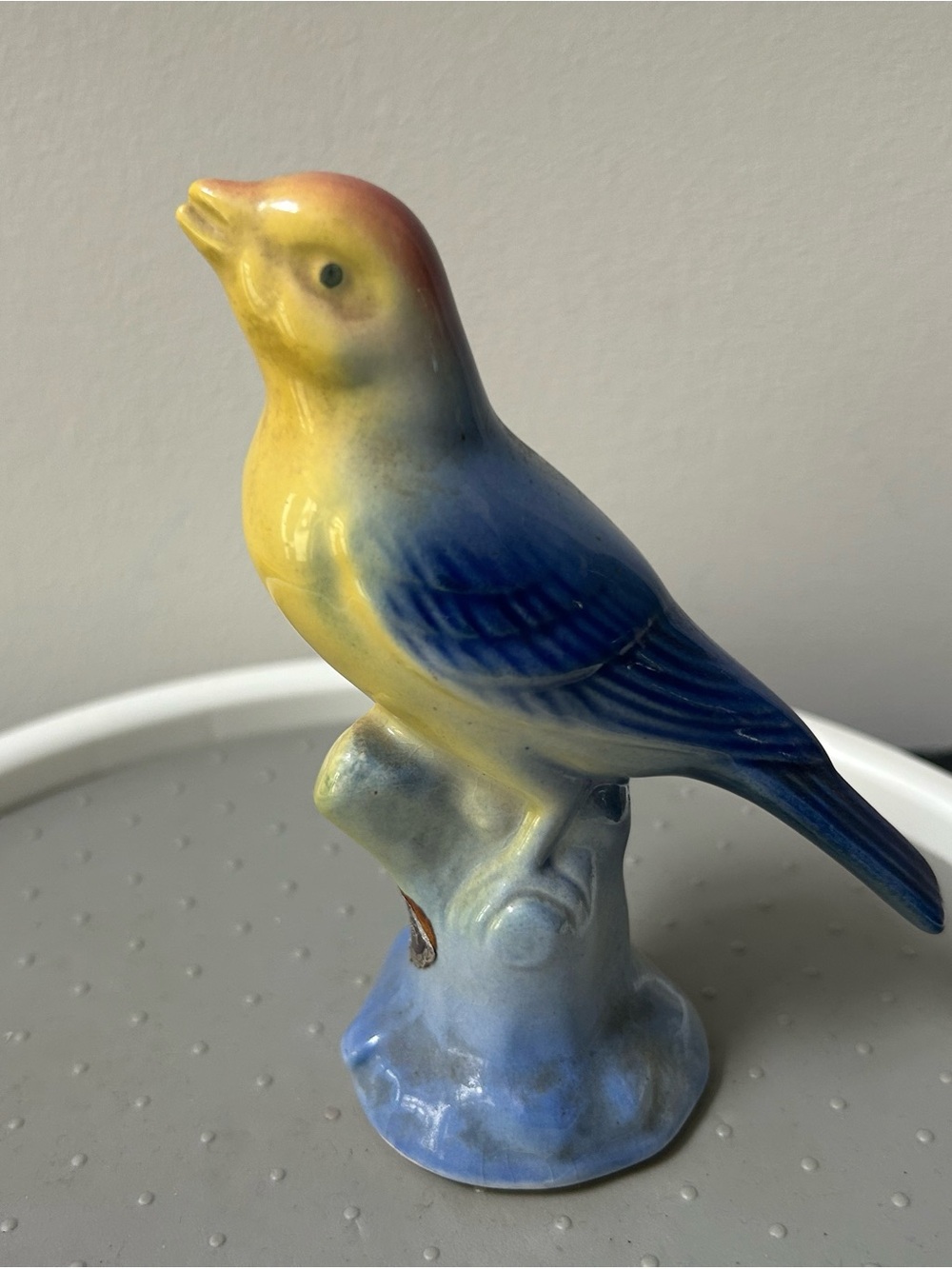 Bird Royal Copley Yellow Blue Songbird Figurine Decorative Vintage MCM 1950s